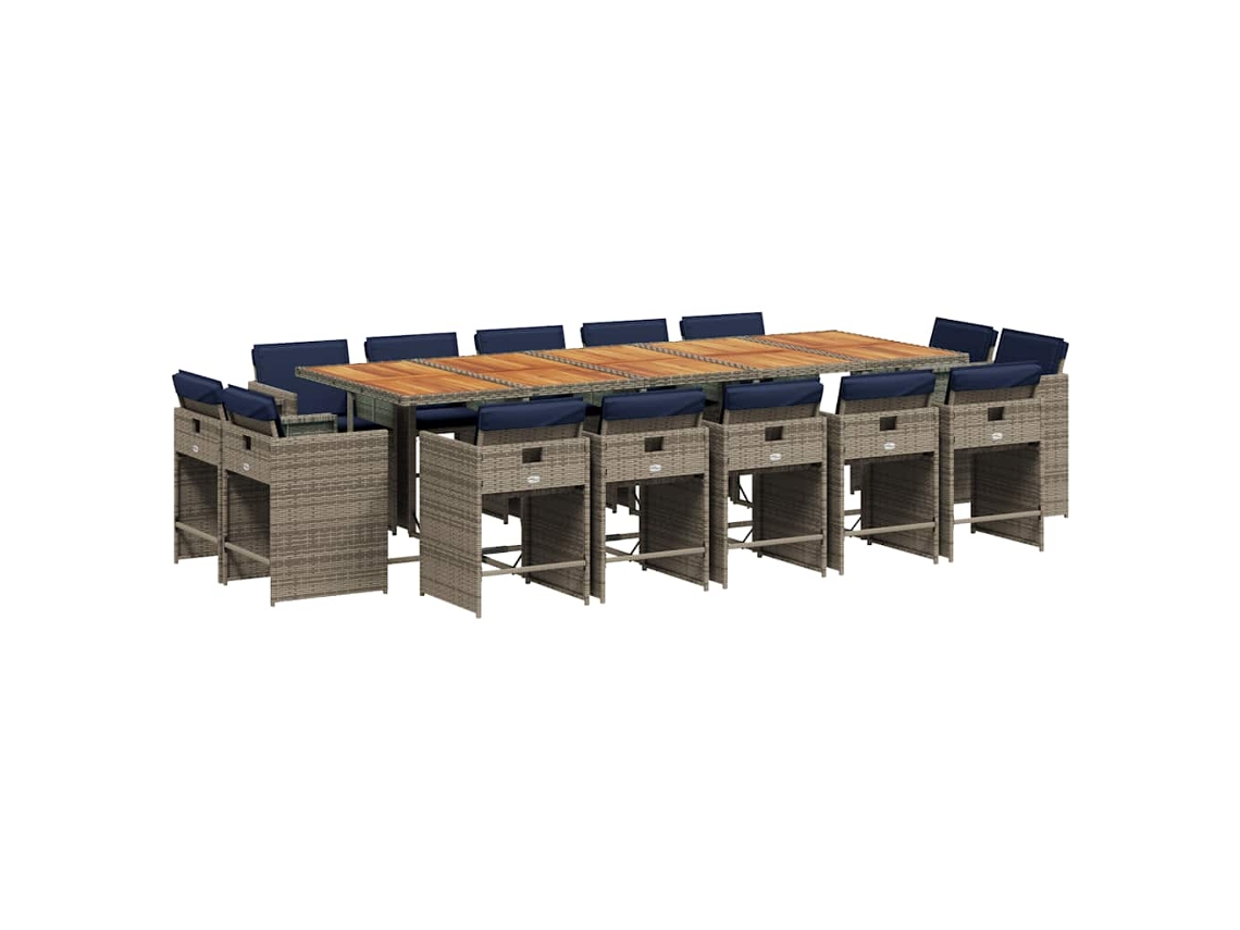 Maison Exclusive - Conjunto De Jantar Para Jardim Com 15 Peças E Almofadas Em Rattan Sintético Cinza