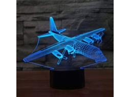 Lâmpada de Mesa Nova Line Ilusão 3d Avião, LED, 7 Cores, Sensor Touch, USB