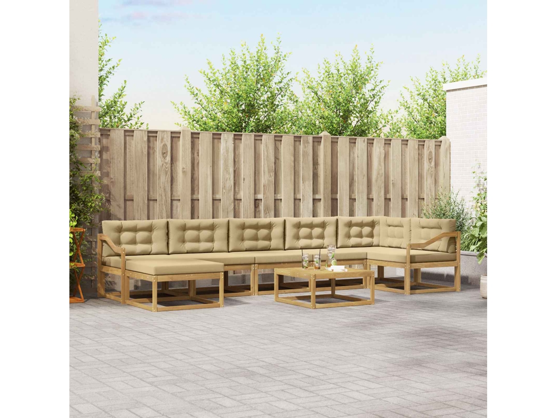 Vidaxl Conjunto De Sofás Para Exterior 8 Unid. Branco E Bege