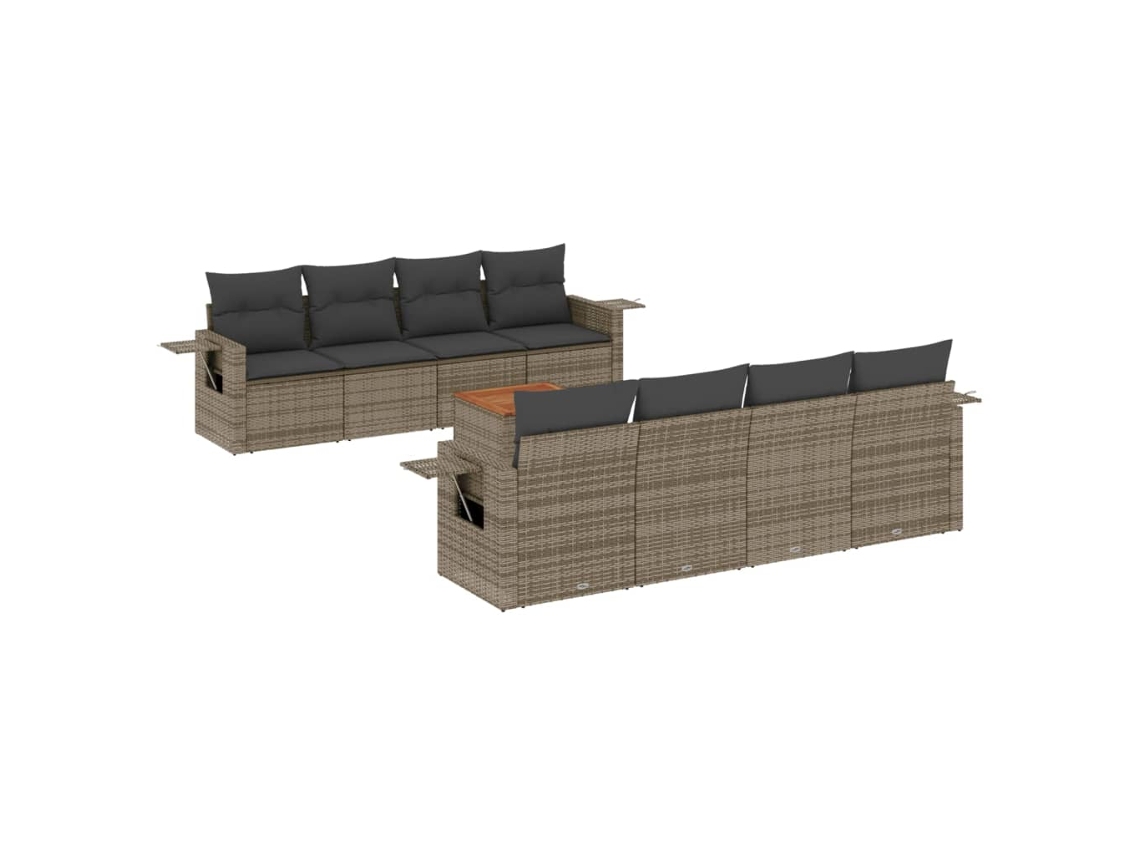 Maison Exclusive - 9 Pcs Conjunto Sofás P/ Jardim Com Almofadões Vime Pe Cinza