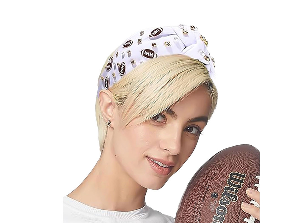 Diadema Com Strass E Pérolas De Futebol Americano Divertida Para Fãs