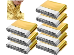 Manta Térmica Emergência 210x160cm 8 Unidades, para Acampar e Primeiros Socorros Dourado HEXINYIGJLY