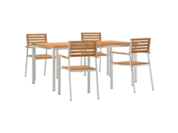 Conjunto 5 Conjunto De Jantar Para Jardim Vidaxl Castanho Madeira De Teca Maciça (180 X 90 X 75 Cm)