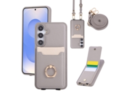 Capa Chrui Para Samsung Galaxy S26, Com Anel, Compartimento Para Cartões E Alça De Ombro (compatível, Cinza)