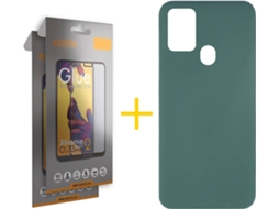 Capa e Película de Vidro Full 2 x Samsung Galaxy A21s ACCETEL Silicone Líquido Verde