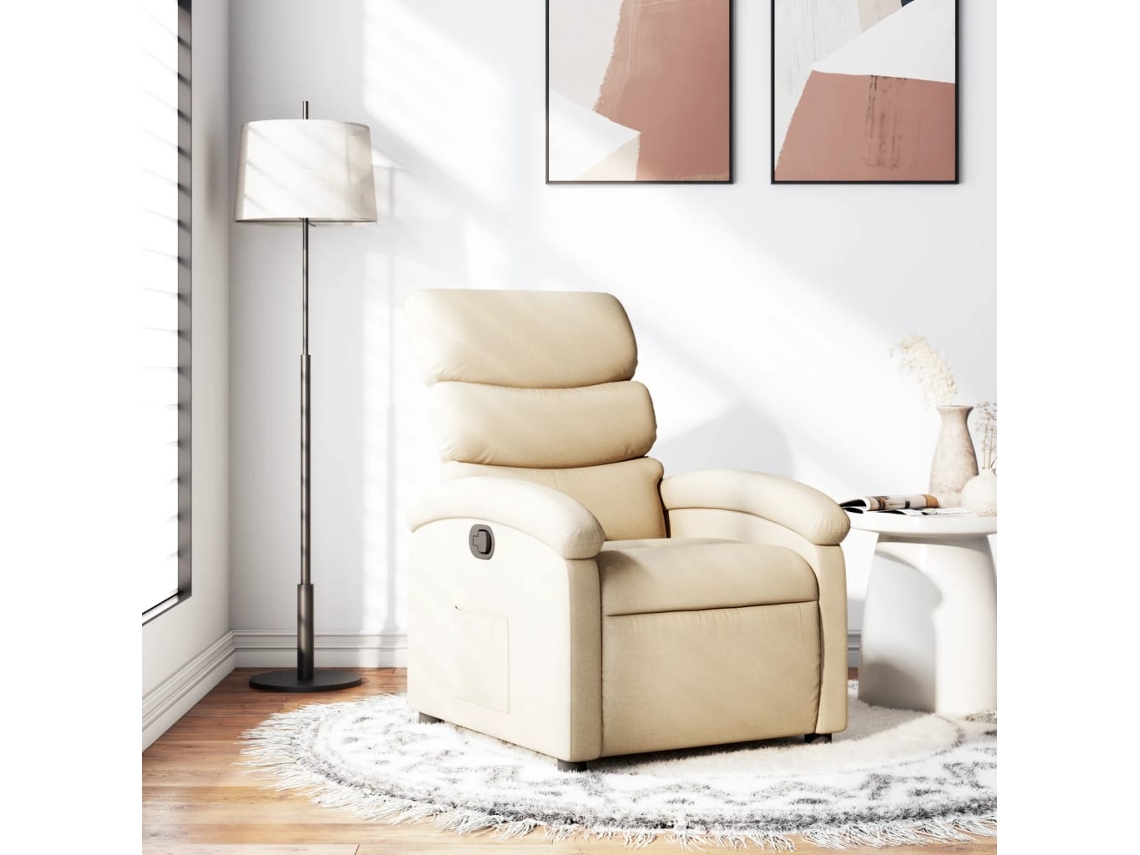 Vidaxl Poltrona Reclinável Em Tecido Creme