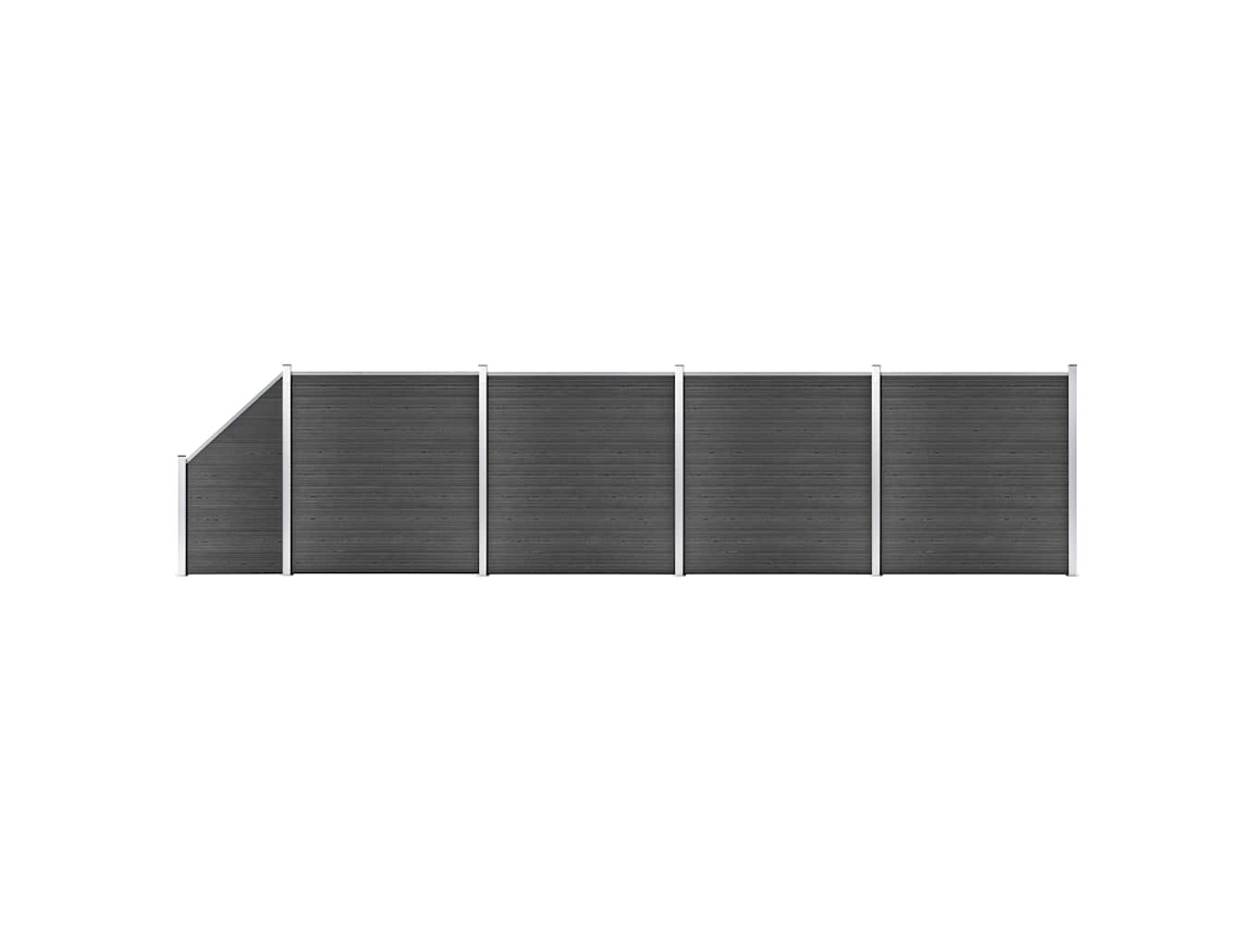 Vidaxl Conjunto De Painel De Vedação Wpc 792x(105-186) Cm Preto