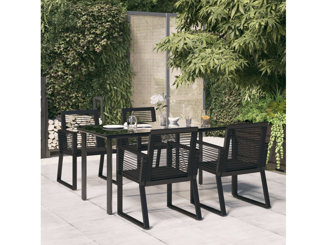 Vidaxl Conjunto De Jantar Para Jardim 5 Pcs Vime Pvc Preto