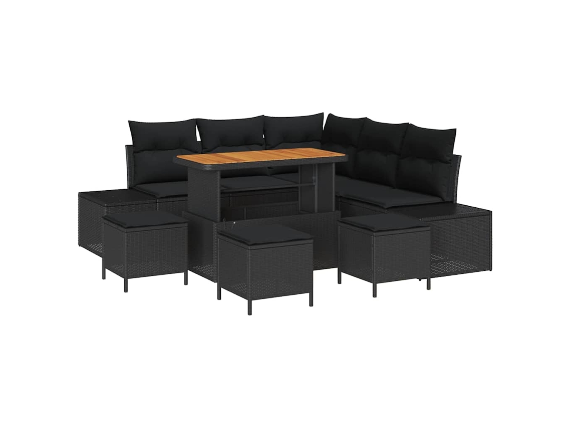 Maison Exclusive - Conjunto De Sofá De Jardim 9 Pcs Preto Rattan Sintético