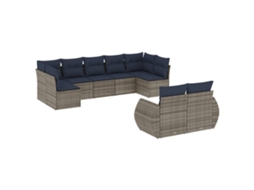 Conjunto de Sofá de Jardim, 9 Peças, Almofadas, Rattan Cinza MAISON EXCLUSIVE