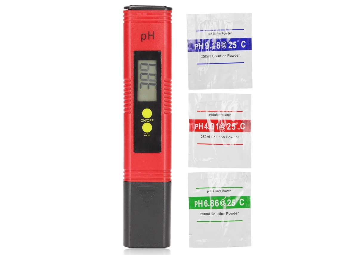 Medidor de pH tipo pluma alta precisión calibración automática ATC piscinas acuarios spas
