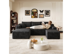 Sofá Cloud 241 Cm Em L Preto Com Assento Profundo E Design Moderno Sem Montagem