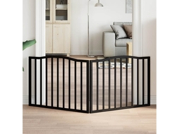 Vidaxl Portão P/ Cães Dobrável 2 Painéis 160 Cm Madeira De Álamo Preto