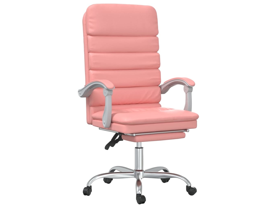 Cadeira de Escritório Massagens Reclinável em Couro Artificial Rosa MAISON EXCLUSIVE