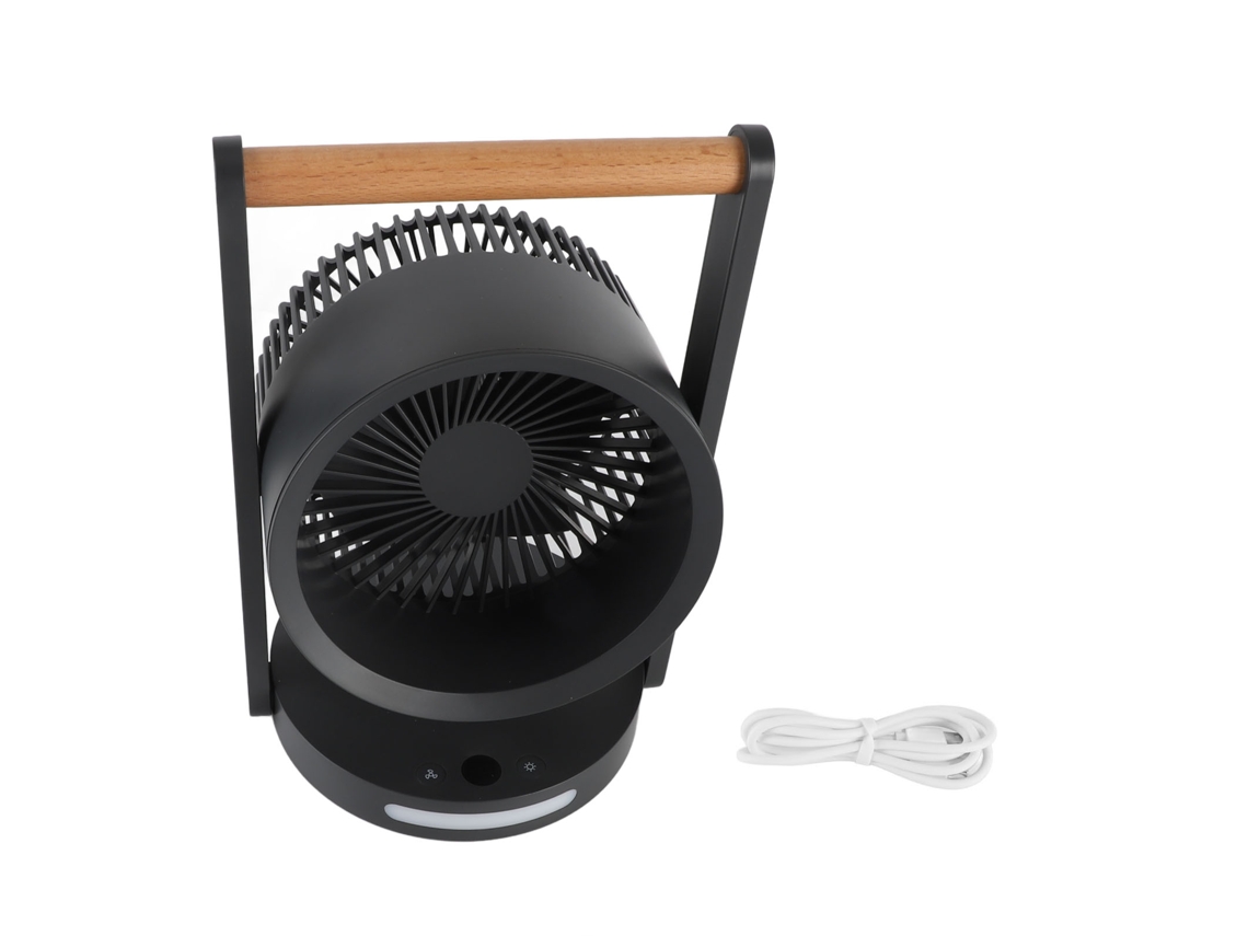 Ventilador Mesa Usb Luz Noturna Cinza Escuro Worten