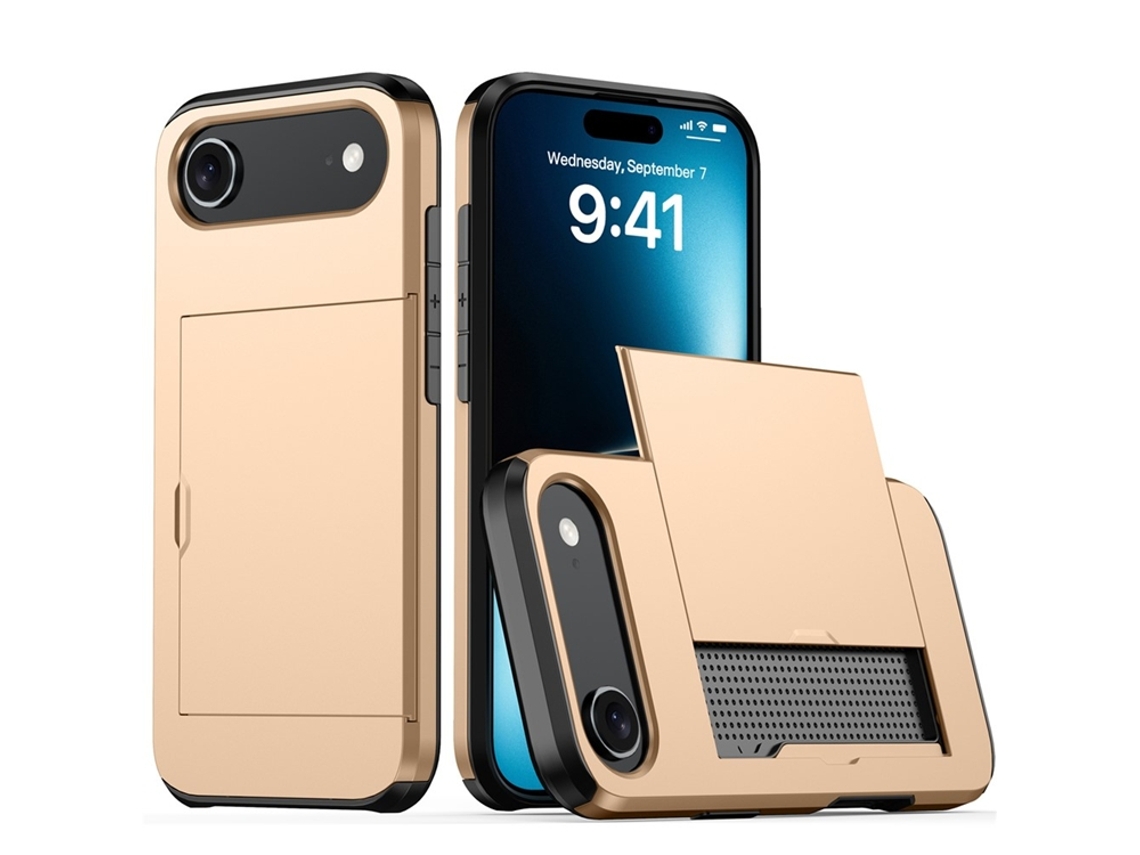 Capa Amorus Para Iphone Air Com Porta-cartões Deslizante - Dourada
