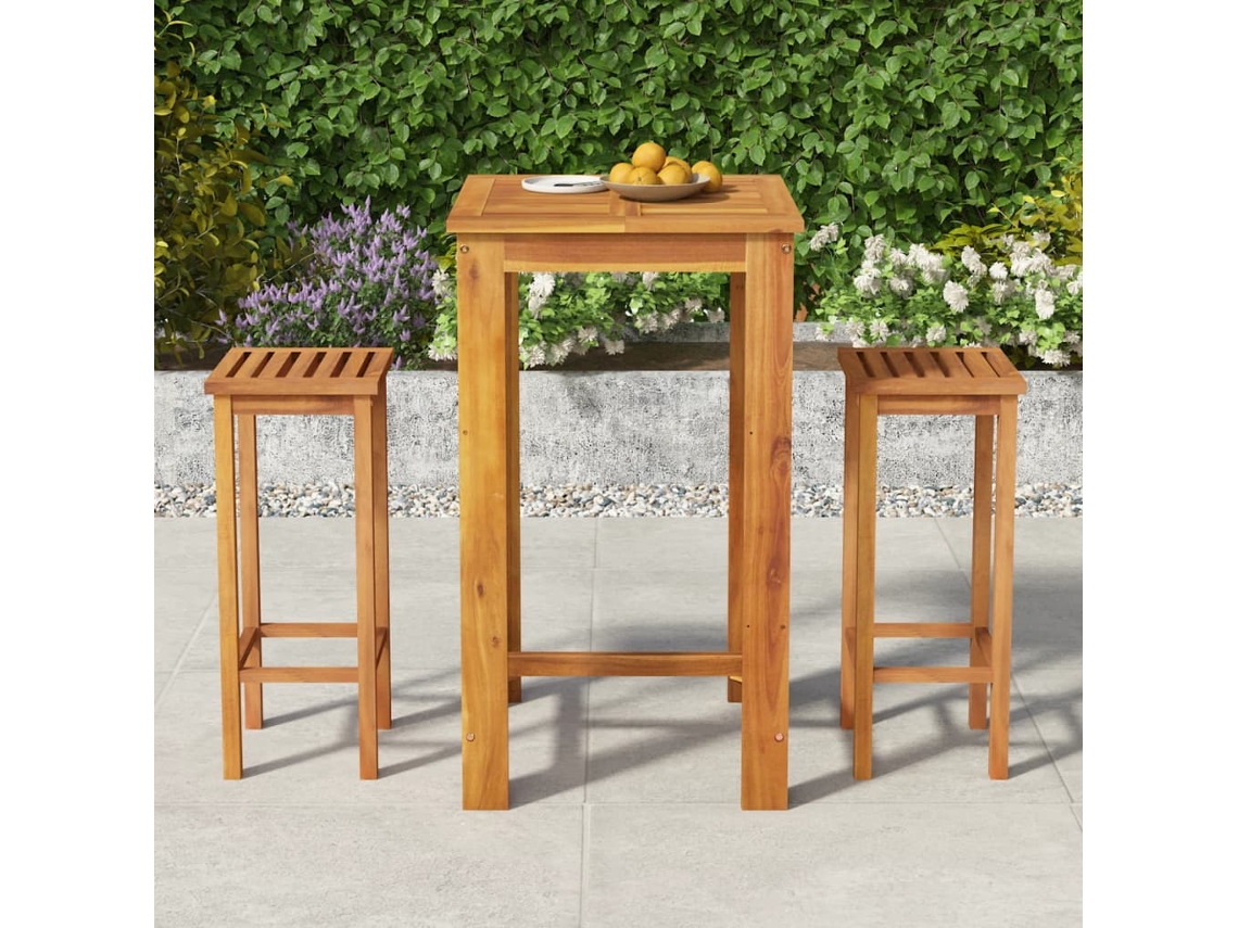 Conjunto De Bar Para Jardim 3 Pcs Madeira De Acácia Maciça Lovely Home