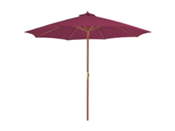 Vidaxl Guarda-sol De Exterior Mastro De Madeira 300 Cm Vermelho Bordô