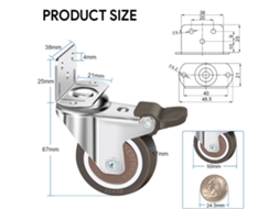 Conjunto De 4 Rodízios Giratórios De 50 Mm, 100 Kg, Para Móveis, Tipo L Fu Aquaforge