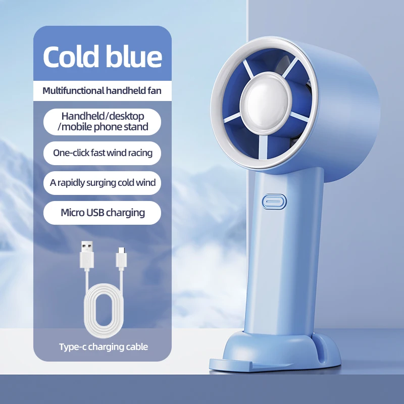 (azul) Mini Ventilador Portátil De Mão, Carregamento Usb De Alta Velocidade, Design Silencioso