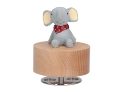 Caixa de Música Diy Elefante Madeira Redonda Presente Decoração