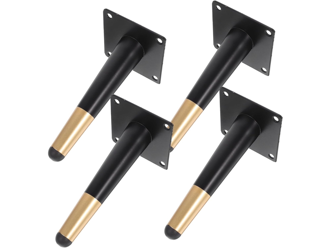 Doitool Conjunto De 4 Pés Metal Para Móveis Estilo Meados Do Século Xx, Preto E Dourado, Para Cômoda, Armário Ou Mesa De