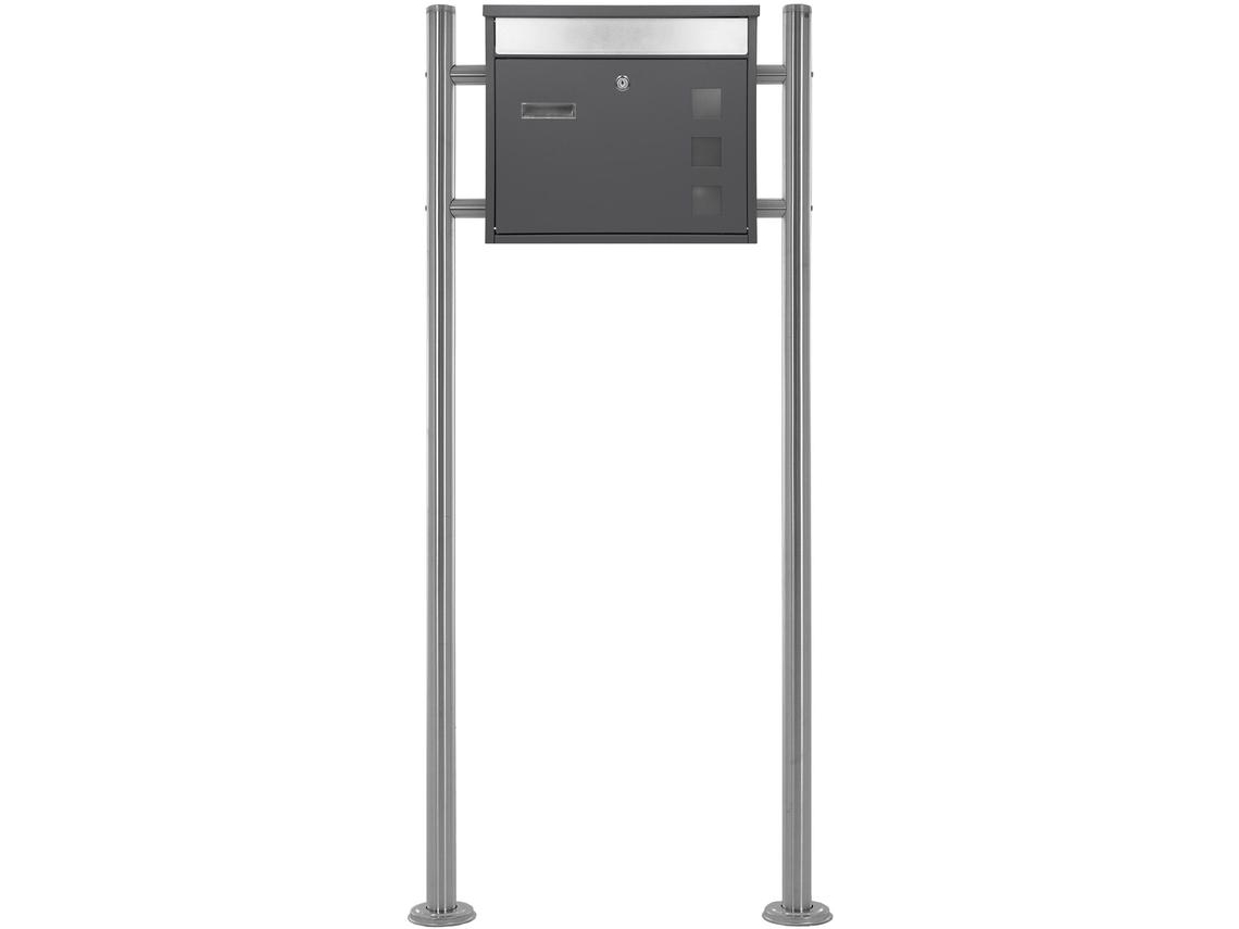 Caixa de Correio em Aço Antracite Caixa de Correio Moderna Suporte 120 Cm Prateado ML-DESIGN