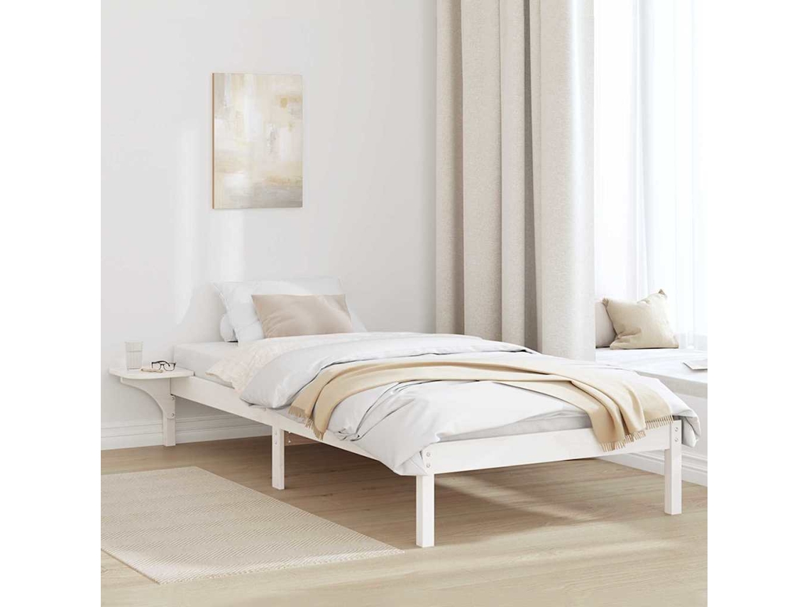Vidaxl Estrutura da Cama Branco 75 X 190 Cm Madeira de Pinheiro Sólida