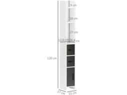 Coluna Casa de Banho Melamina de Madeira e Mdf Cor Branco e Preto 15x17x120 cm Kleankin