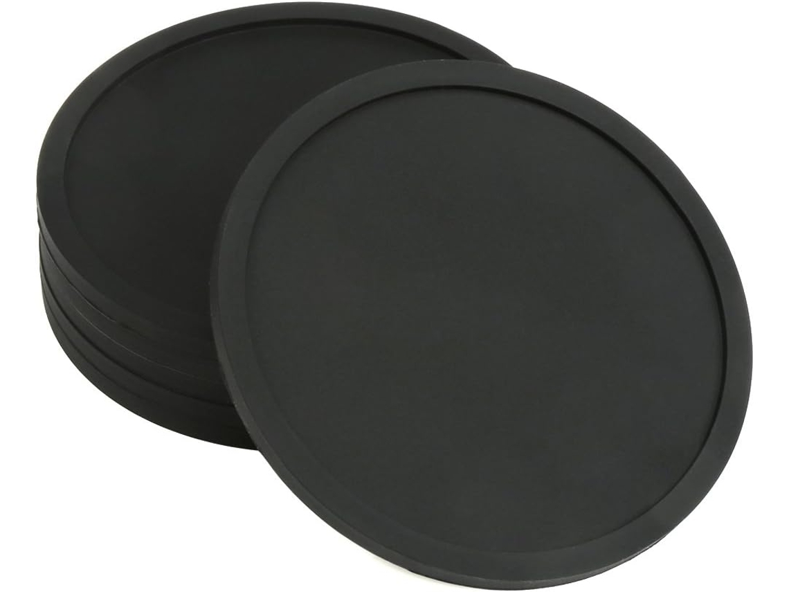 Conjunto de 6 Porta copos Pretos, Redondos de Silicone, Antiderrapantes para Canecas de Café e Cerveja, Ideais para Casa e Bar AQUAFORGE