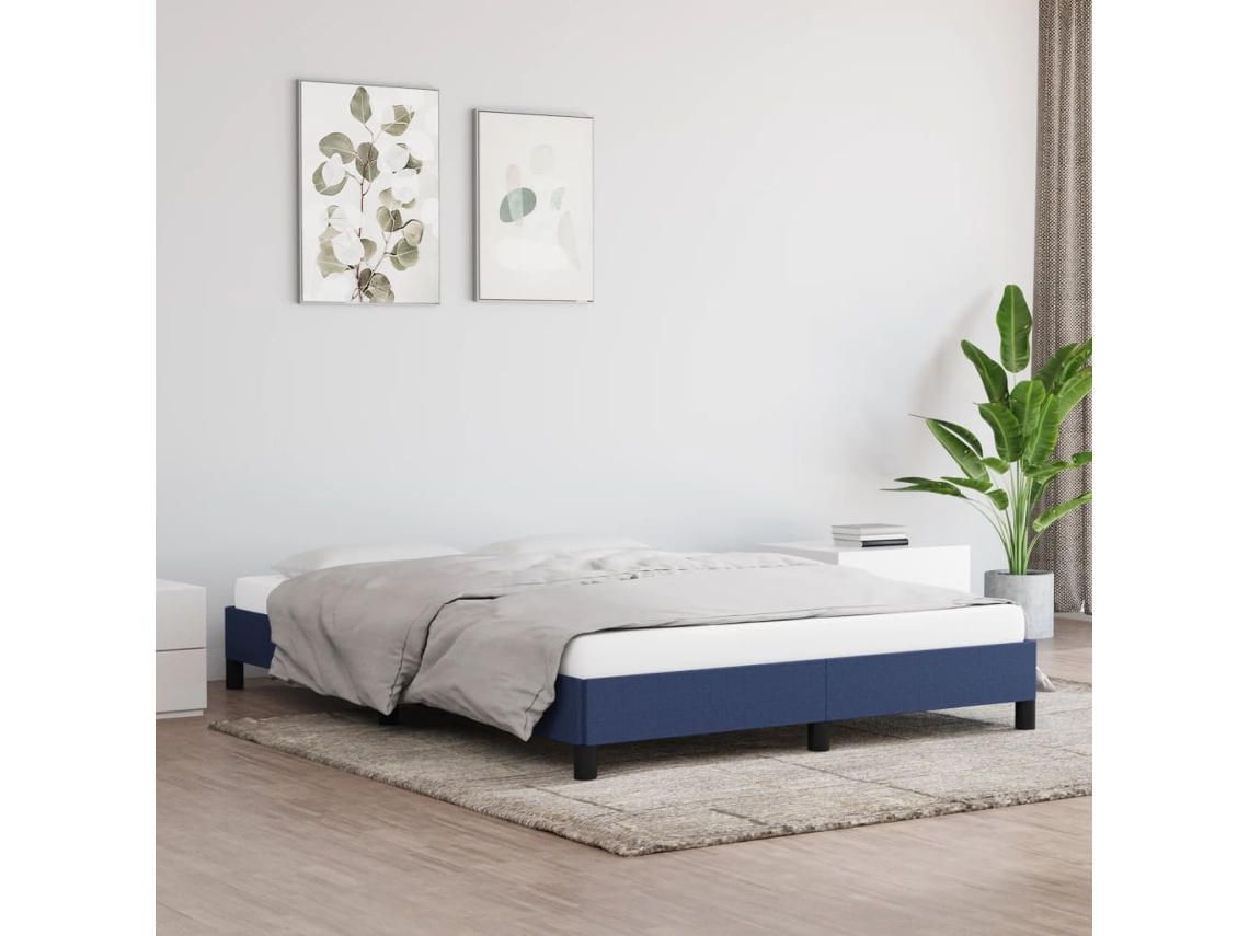 Vidaxl Estrutura De Cama Sem Colchão 140x190 Cm Tecido Azul