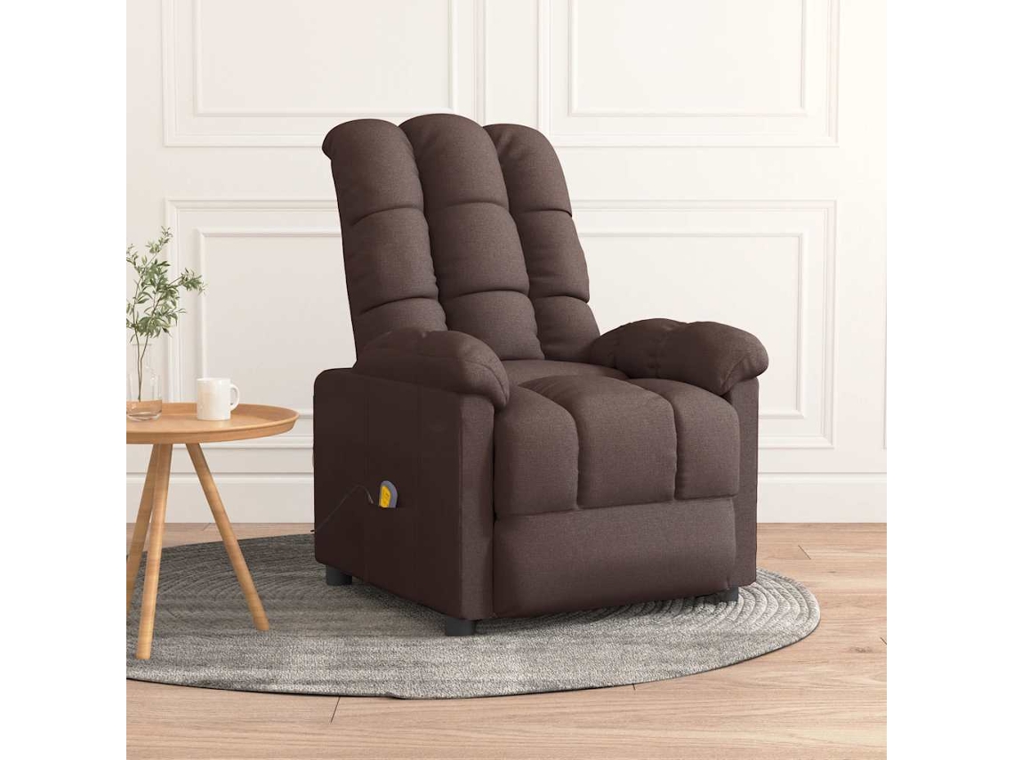Vidaxl Poltrona De Massagens Tecido Castanho-escuro