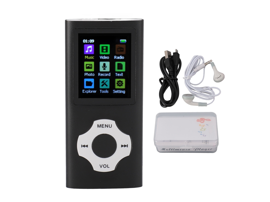 Mp3 Player Hifi Sem Memória Tela Tft 1.8in Portátil Com Livro Eletrônico Rádio Gravador Preto