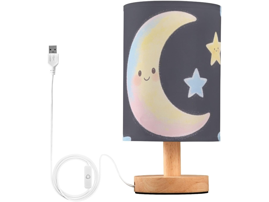 Abajur Yuiboo Infantil, Modelo Criativo com Cor Escura e Estrelas Coloridas, Ideal para a Sala de Estar