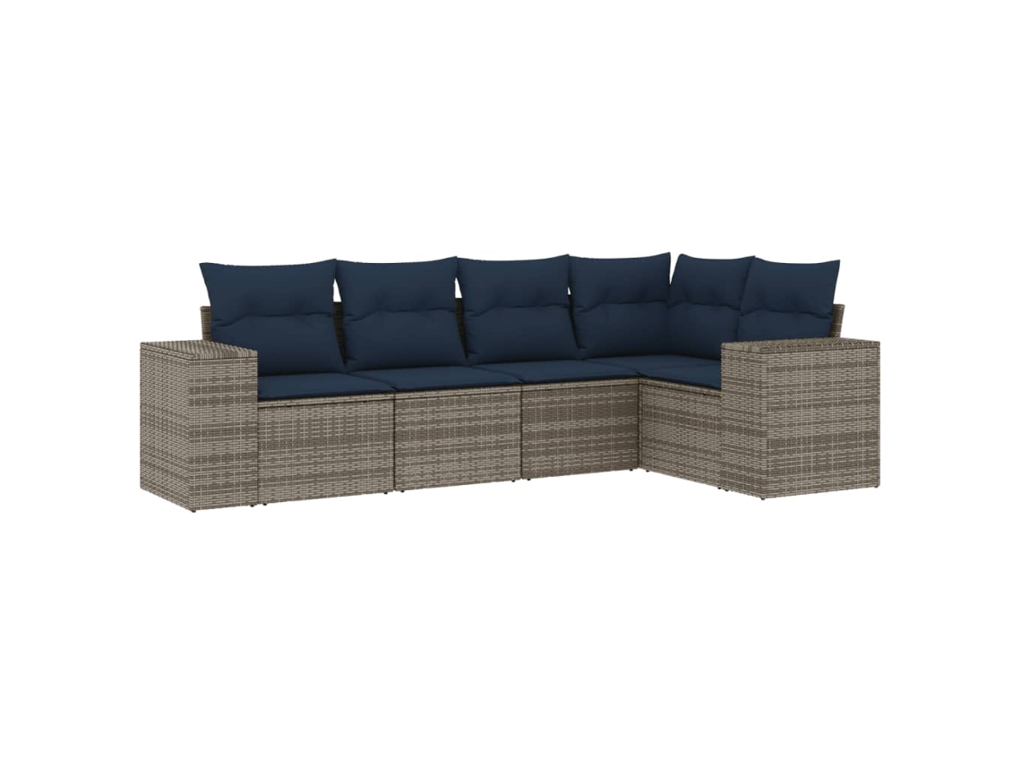 Conjunto de Sofá de Jardim, 5 Peças, Almofadas, Rattan Cinza MAISON EXCLUSIVE