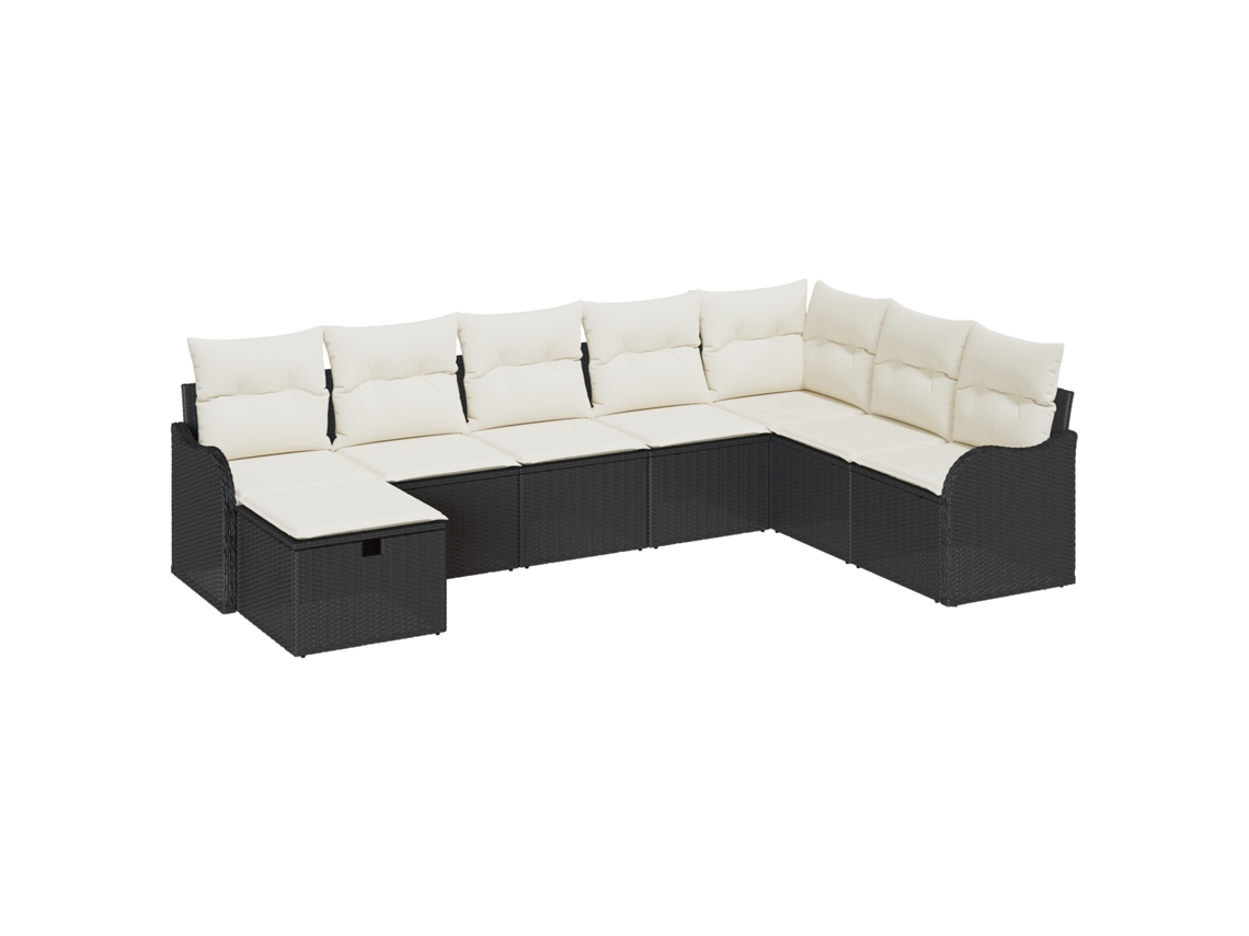 Conjunto 8 Conjunto De Sofá De Jardim Vidaxl Preto Vime Pe (287,5 X 177,5 X 85 Cm)
