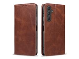 Capa De Couro Com Padrão De Bezerro, Ideal Para Samsung.marrom-a04e