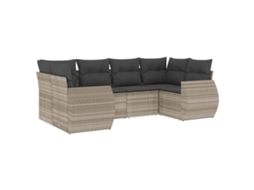Maison Exclusive - 6 Pcs Conj. Sofás Jardim Com Almofadões Vime Pe Cinzento-claro