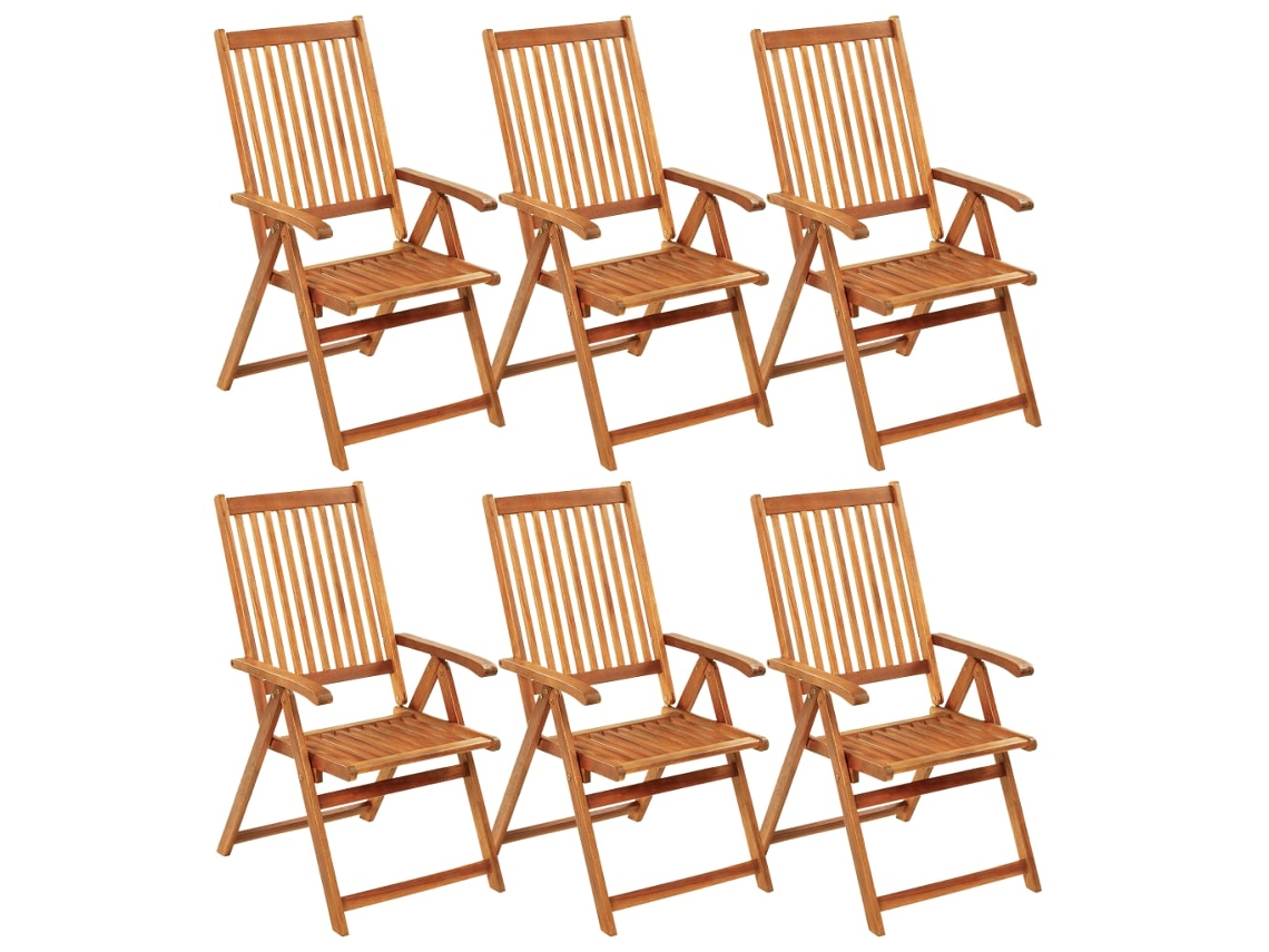Cadeiras de Jardim Dobráveis com Almofadões 6 Pcs Acácia Maciça MAISON EXCLUSIVE