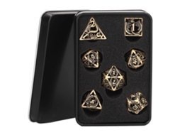 Primerox conjunto de Dados Metálicos Ocos Poliedros para Rpg Jogos de Mesa Presente para Adolescentes Adultos