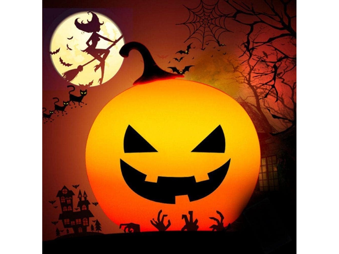 Luminária Noturna de Abóbora Halloween Recarregável em Led BRILVIBERA