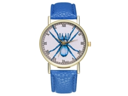 Reloj De Cuarzo Unisex Con Patrón De Insectos Moda Casual Regalo Azul Real