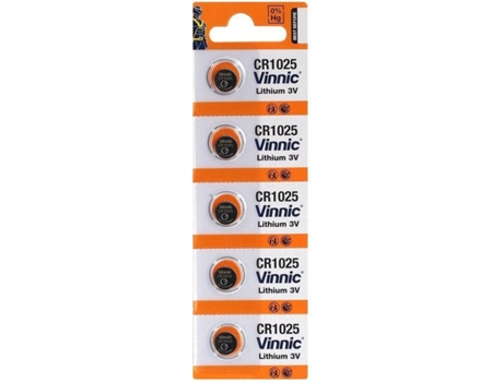Pilhas Litio tipo Botão VINNIC CR1025 (5 Und)