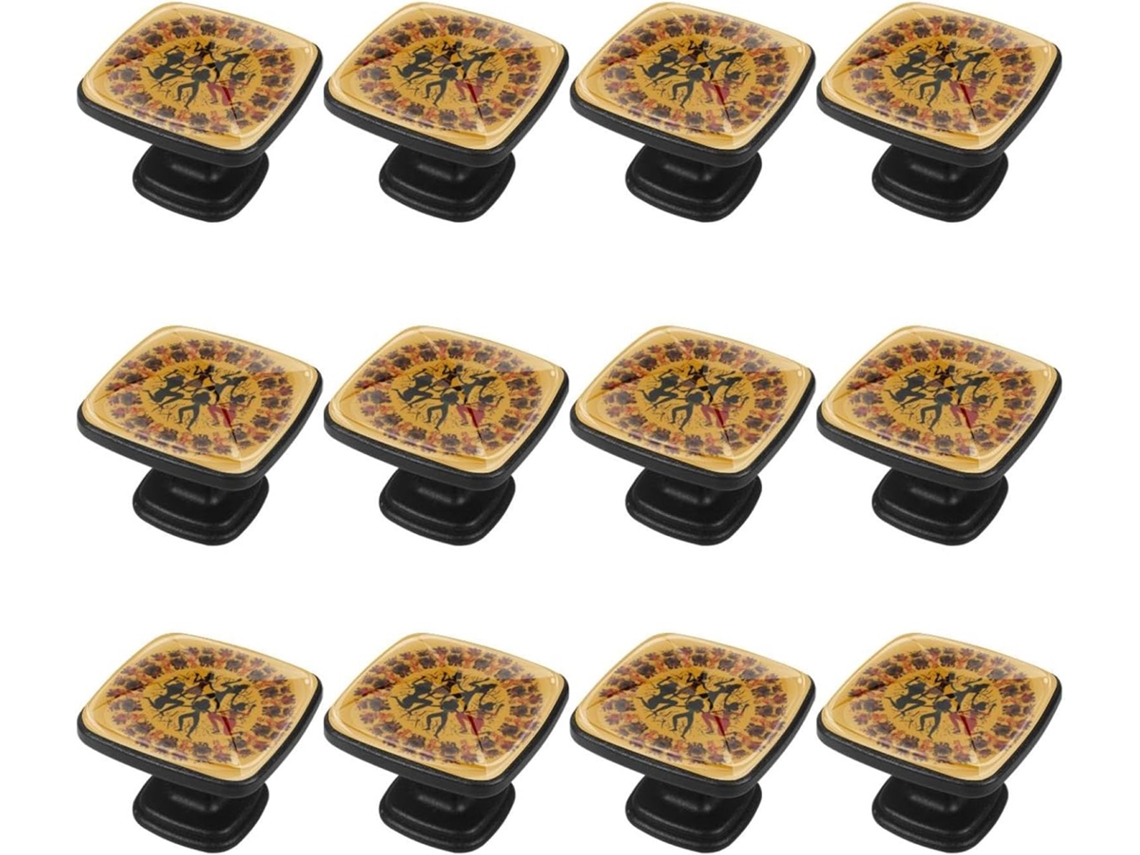 Puxadores Quadrados Para Armários De Cozinha, Puxadores Para Gavetas De Cômoda, 12 Peças, Flor Mandala De Dança Africana