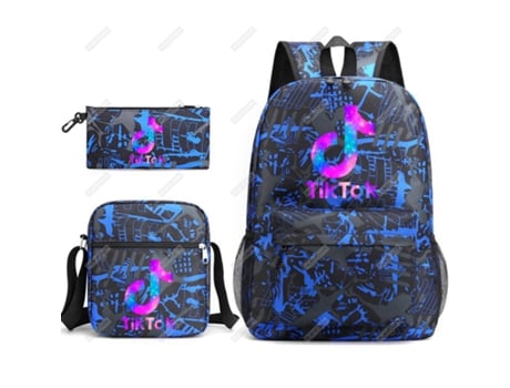 Mochila Tik Tok Cartoon Anime Mochila Escolar Mochila de Viagem Conjunto FEGAR 2 com 3