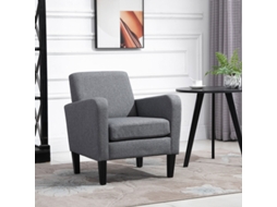 Poltrona Individual, Poltrona De Relaxamento, Com Pés De Madeira, Tecido Com Aspeto De Linho, 66 X 72 X 74 Cm, Cinza Claro