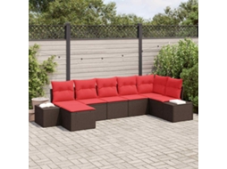 Vidaxl Conjunto De Sofá De Jardim 7 Unid. Castanho Vime Pe