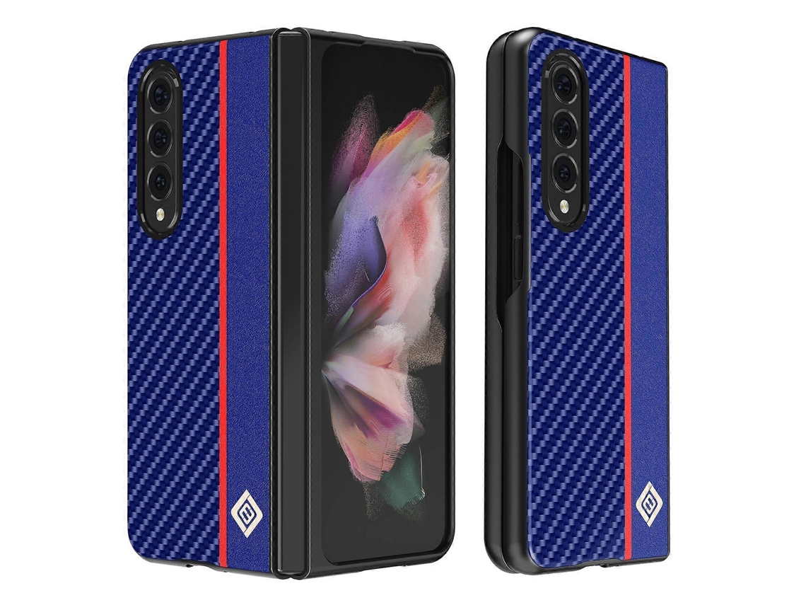 Capa De Celular Dobrável Horizontal Em Couro Com Fibra De Carbono Lc.imeeke Para Samsung Galaxy Z Fold4 5g.