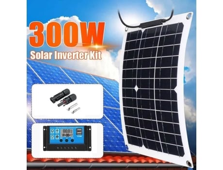 Kit de Painel Solar Monocristalino Portátil de 300 W 18 V com Controlador de Carga Solar 60A para Baterias de 12 V Motorhome Barco MOOHOP