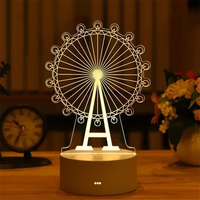 Luminária Led 3d em Acrílico, Pode Ser Usada como Luz Noturna Ou para Decoração de Casa. MDUG (luz Quente)